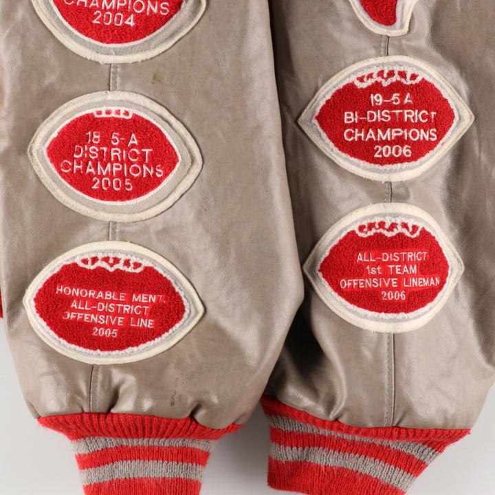 Big size Meca sleeve patch, collared, leather sleeve wool varsity jacket, award jacket, varsity jacket, made in USA, men's XXXL /eaa378386