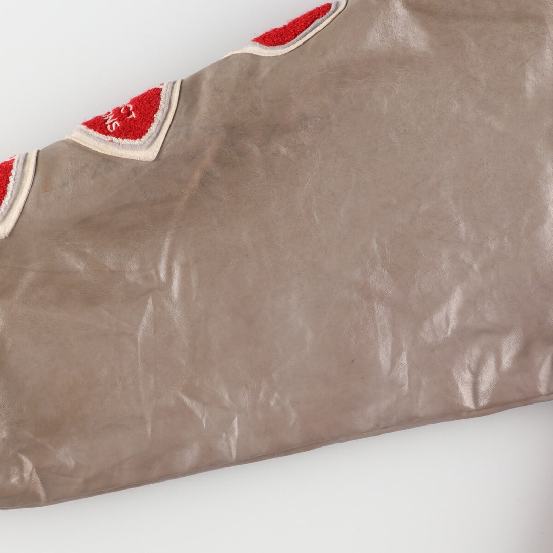 Big size Meca sleeve patch, collared, leather sleeve wool varsity jacket, award jacket, varsity jacket, made in USA, men's XXXL /eaa378386