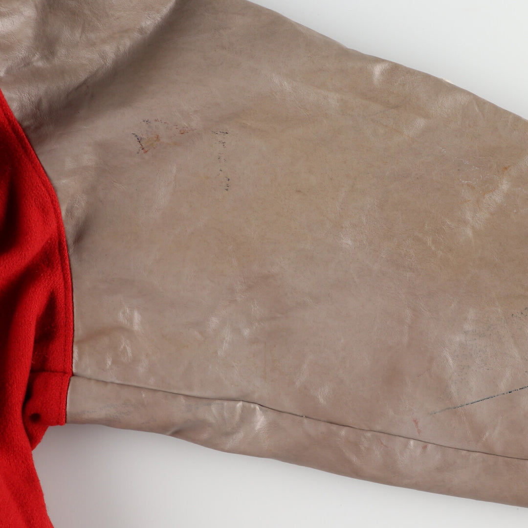 Big size Meca sleeve patch, collared, leather sleeve wool varsity jacket, award jacket, varsity jacket, made in USA, men's XXXL /eaa378386