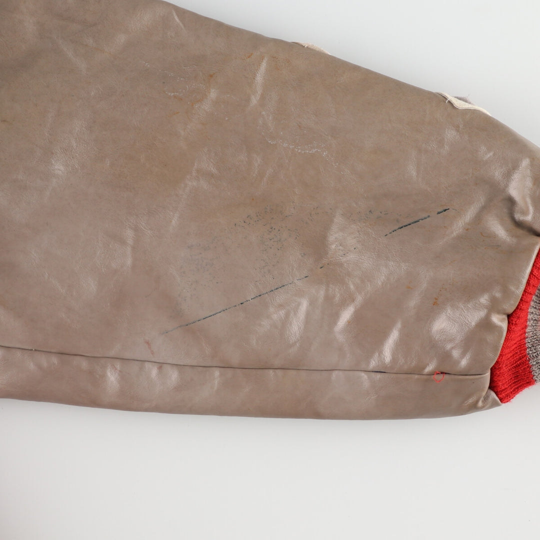 Big size Meca sleeve patch, collared, leather sleeve wool varsity jacket, award jacket, varsity jacket, made in USA, men's XXXL /eaa378386