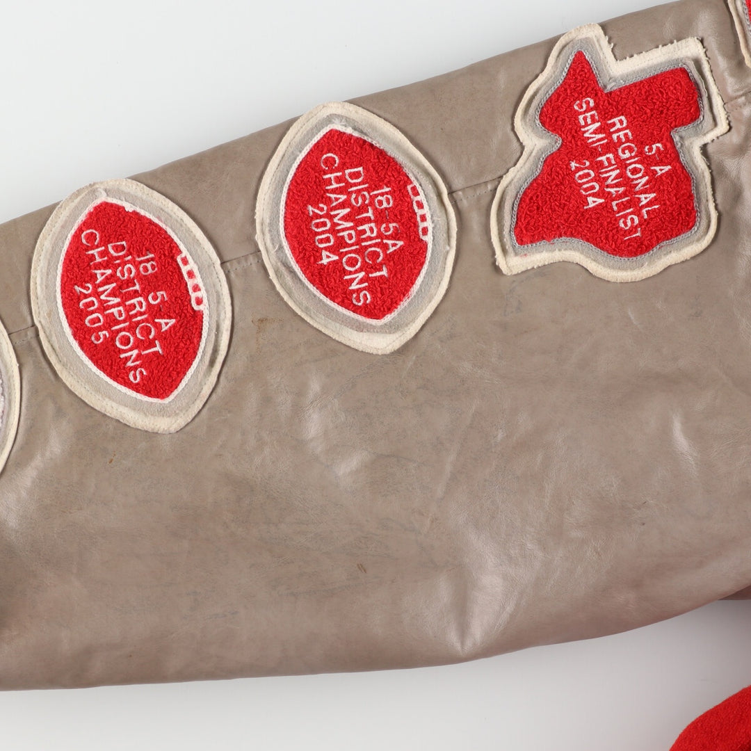 Big size Meca sleeve patch, collared, leather sleeve wool varsity jacket, award jacket, varsity jacket, made in USA, men's XXXL /eaa378386