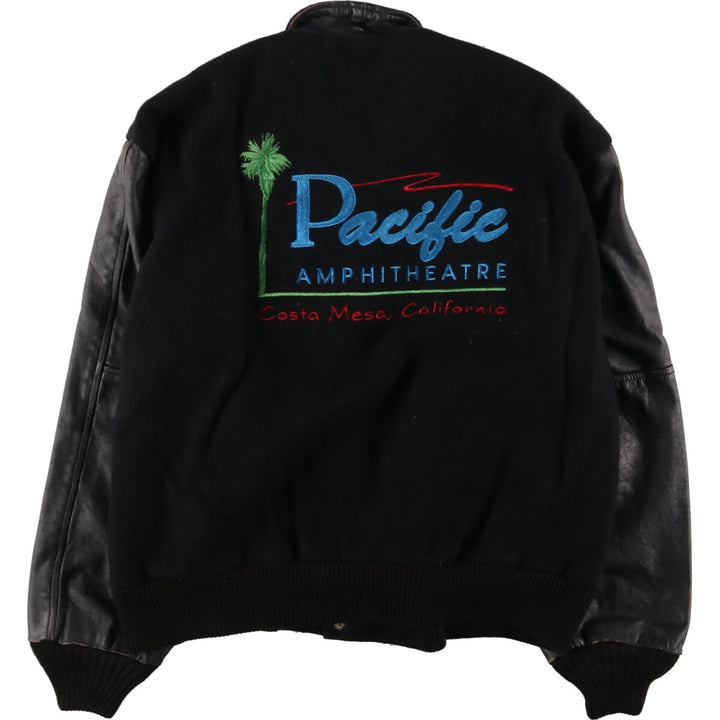 PROMOTALK Back Embroidery Collared Leather Sleeve Wool Stadium Jacket Award Jacket Varsity Jacket Men's L /eaa378504