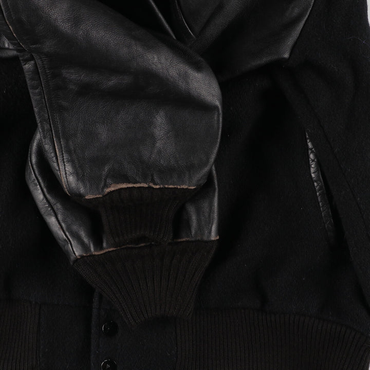 PROMOTALK Back Embroidery Collared Leather Sleeve Wool Stadium Jacket Award Jacket Varsity Jacket Men's L /eaa378504
