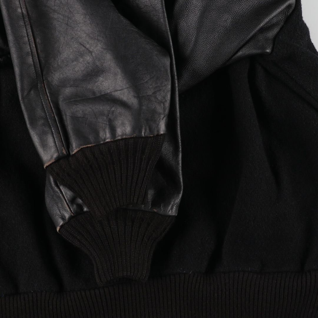 PROMOTALK Back Embroidery Collared Leather Sleeve Wool Stadium Jacket Award Jacket Varsity Jacket Men's L /eaa378504