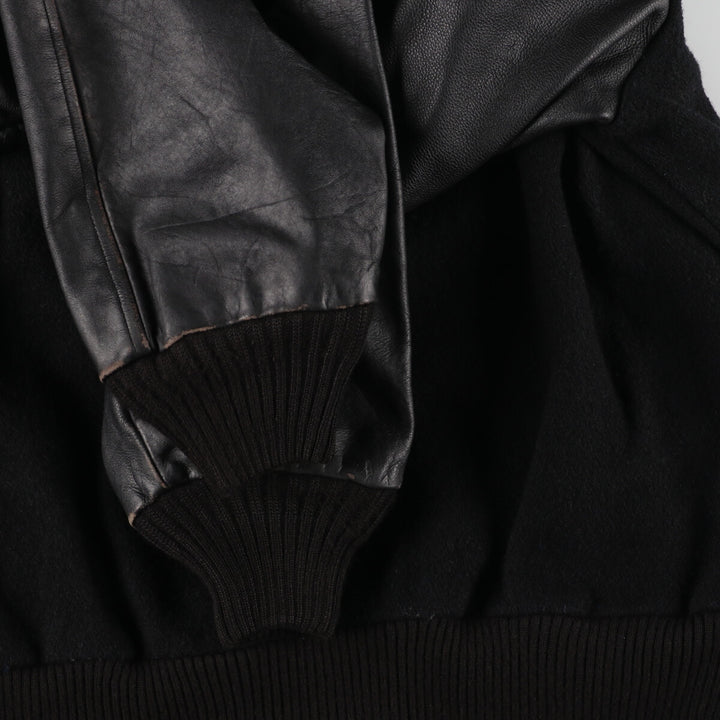 PROMOTALK Back Embroidery Collared Leather Sleeve Wool Stadium Jacket Award Jacket Varsity Jacket Men's L /eaa378504