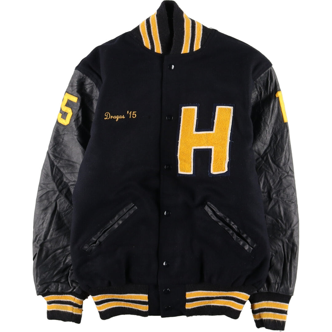 NEFF Leather Sleeve Wool Stadium Jacket Award Jacket Varsity Jacket Men's L /eaa378616