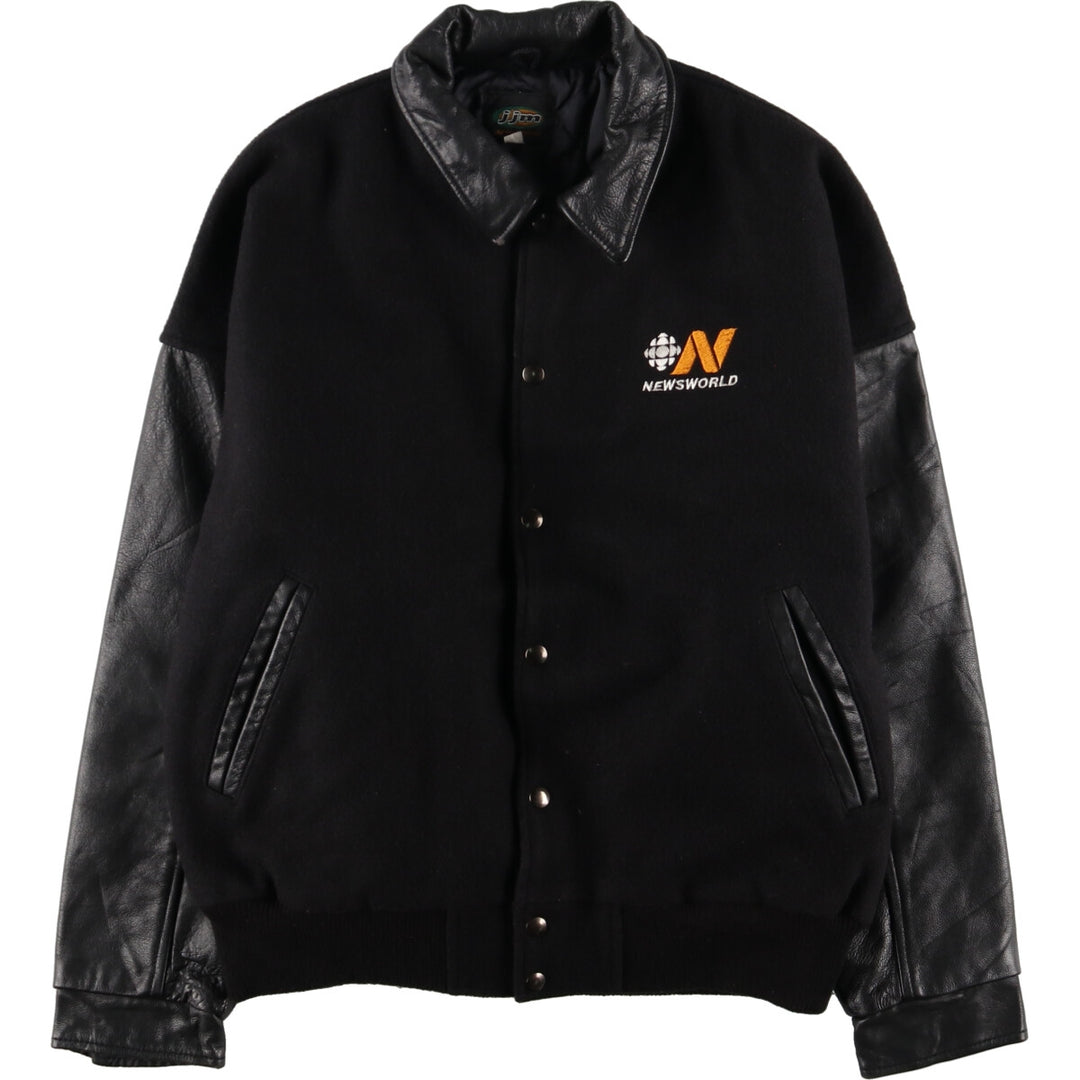 80'S jjm sportswear leather sleeve wool varsity jacket award jacket varsity jacket made in canada men's size L vintage /eaa378629