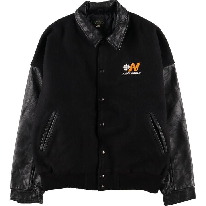 80'S jjm sportswear leather sleeve wool varsity jacket award jacket varsity jacket made in canada men's size L vintage /eaa378629