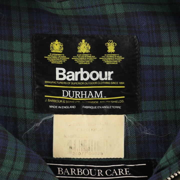 90'S Barbour DURHAM 3 Warrant Waxed Cotton Oiled Jacket C44 Men's L Vintage /eaa378754