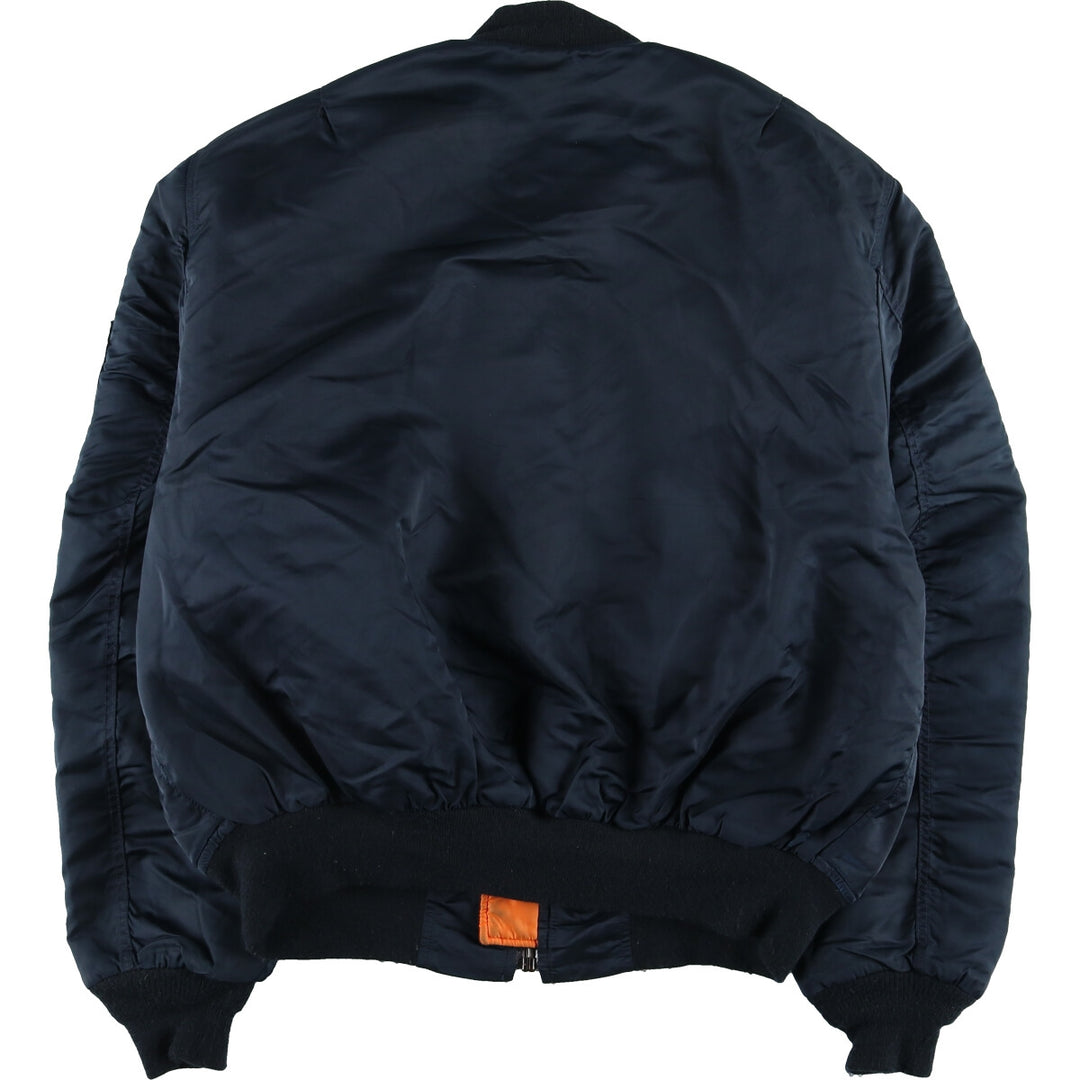 90'S MA-1 Military Flight Jacket, Made in USA, Men's Size XL Nylon navy blue type Vintage Second Hand