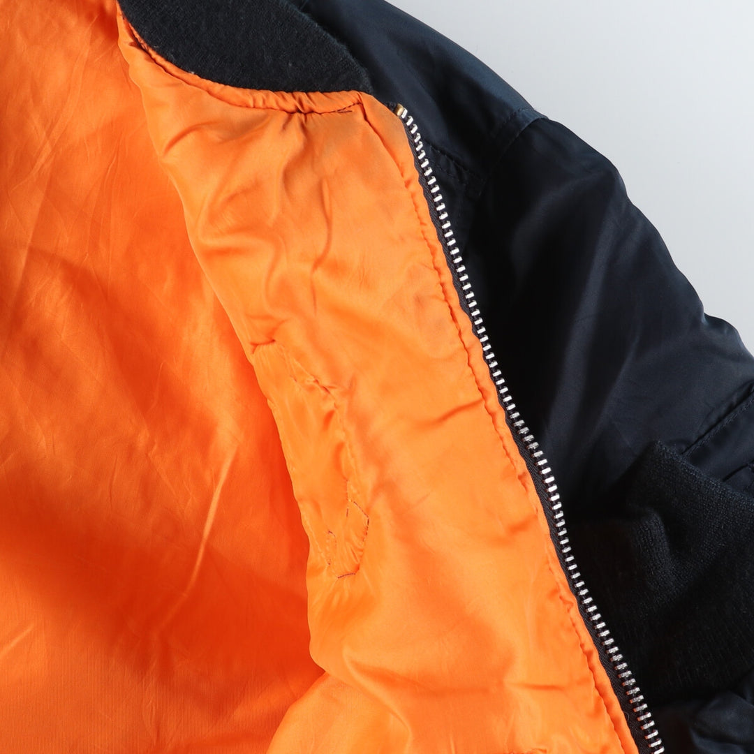 90'S MA-1 Military Flight Jacket, Made in USA, Men's Size XL Nylon navy blue type Vintage Second Hand