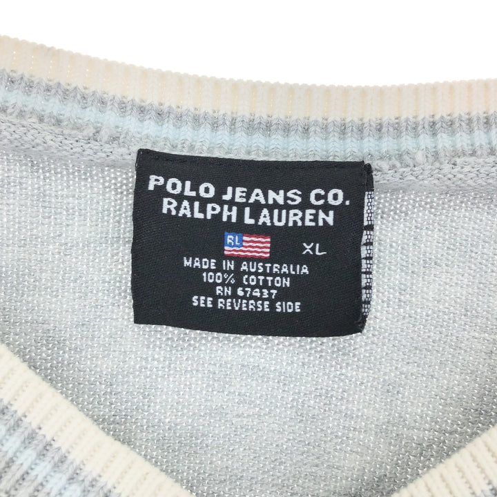 Ralph Lauren POLO JEANS COMPANY V-neck cotton knit sweater Women's XL /eaa379239