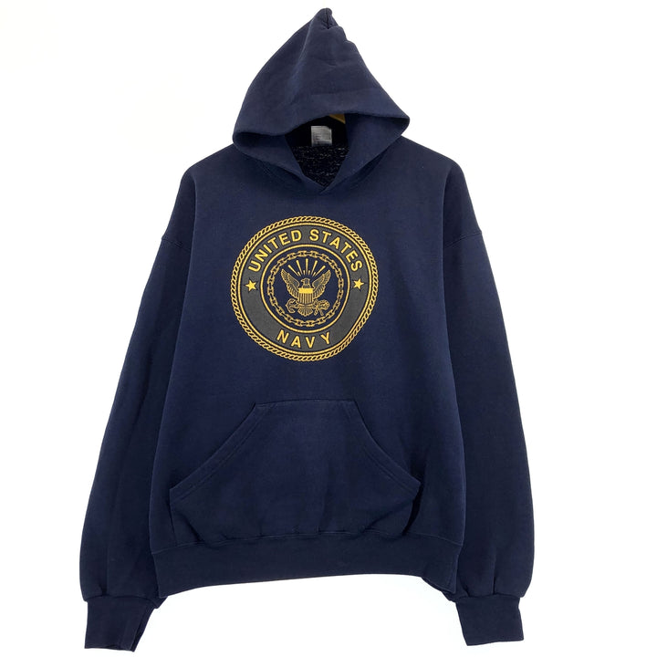 90'S SOFFE USNAVY double-sided print sweatshirt pullover hoodie made in USA men's L vintage /eaa379477