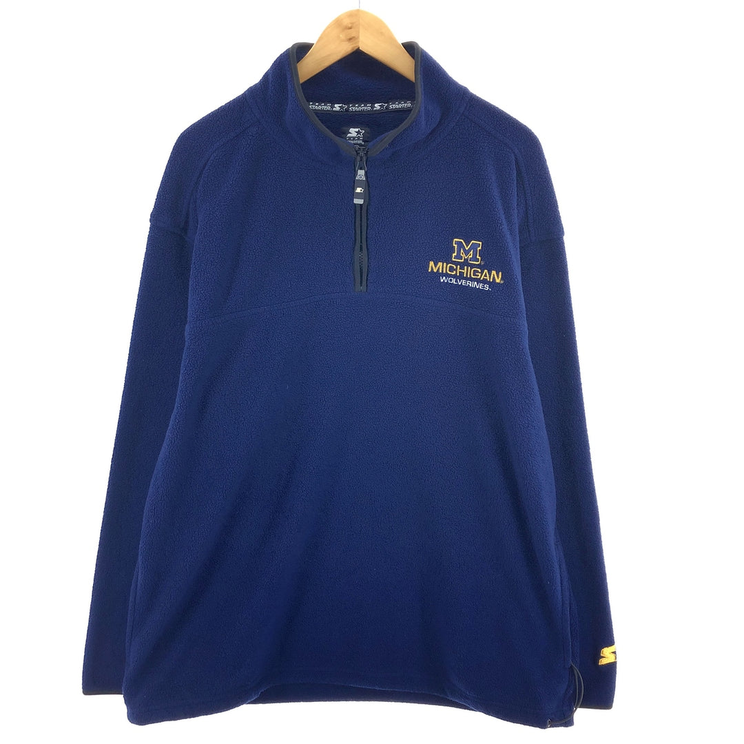 Starter MICHIGAN University of Michigan Half Zip Fleece Pullover Men's XL /eaa379635