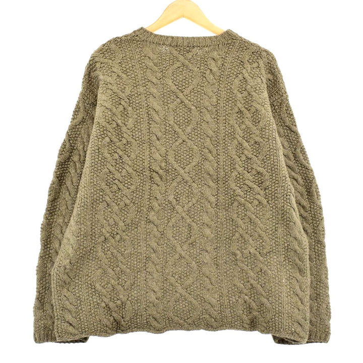 00'S J.Crew HAND KNIT Fisherman Aran Knit Sweater Men's L /eaa379697