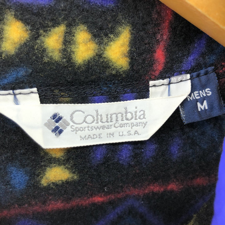 90'S Columbia White Tag All-Over Pattern Half Snap Fleece Pullover Made in USA Men's M Size Vintage /eaa379726