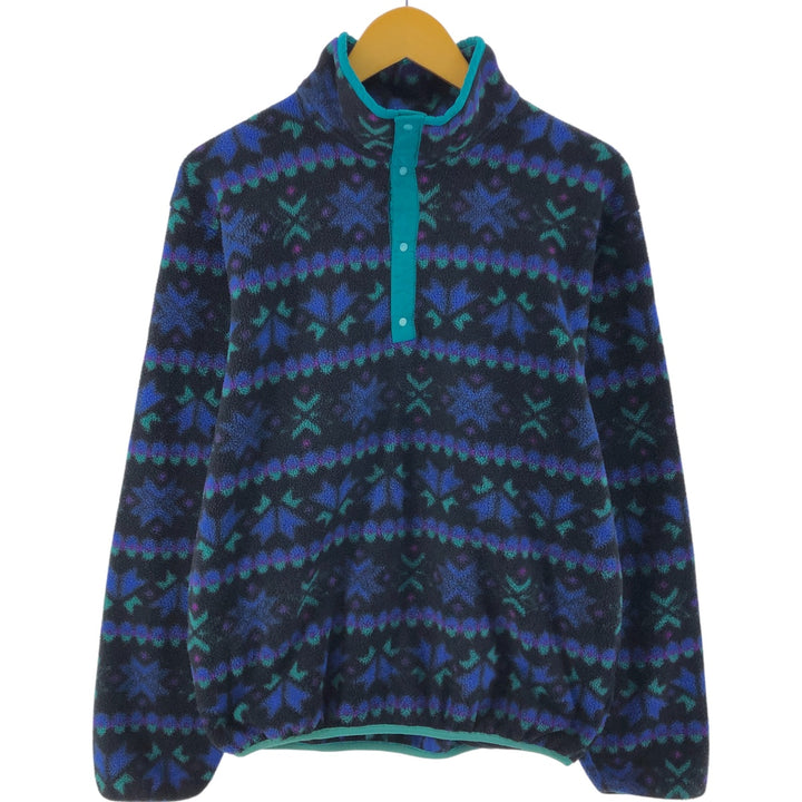 70s~80'S LLBean All-over Fair Isle Pattern Fleece Pullover, Men's L size, Vintage /eaa379727