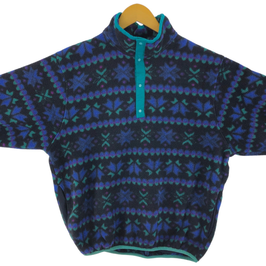 70s~80'S LLBean All-over Fair Isle Pattern Fleece Pullover, Men's L size, Vintage /eaa379727