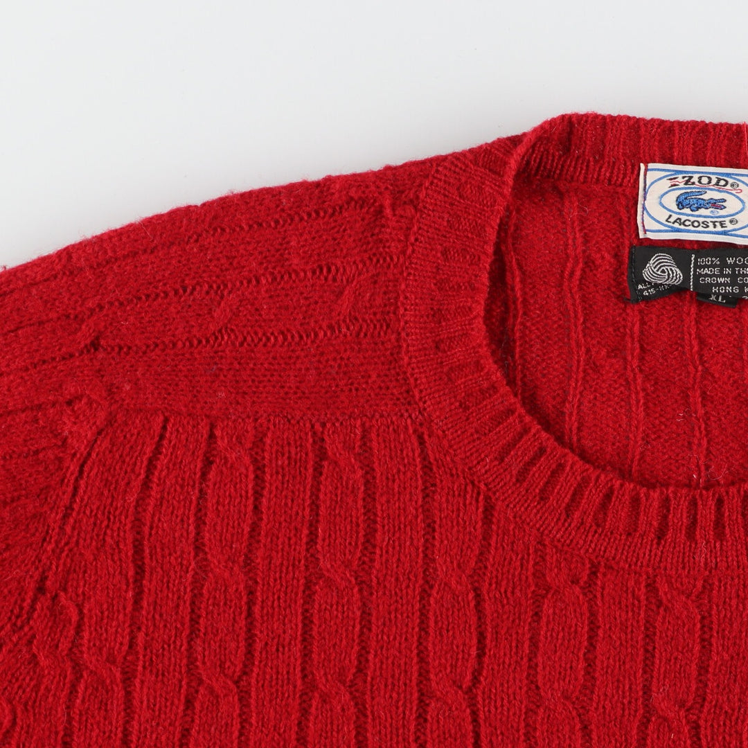 70s~80'S Lacoste IZOD cable knit wool sweater men's XL size vintage /eaa379749