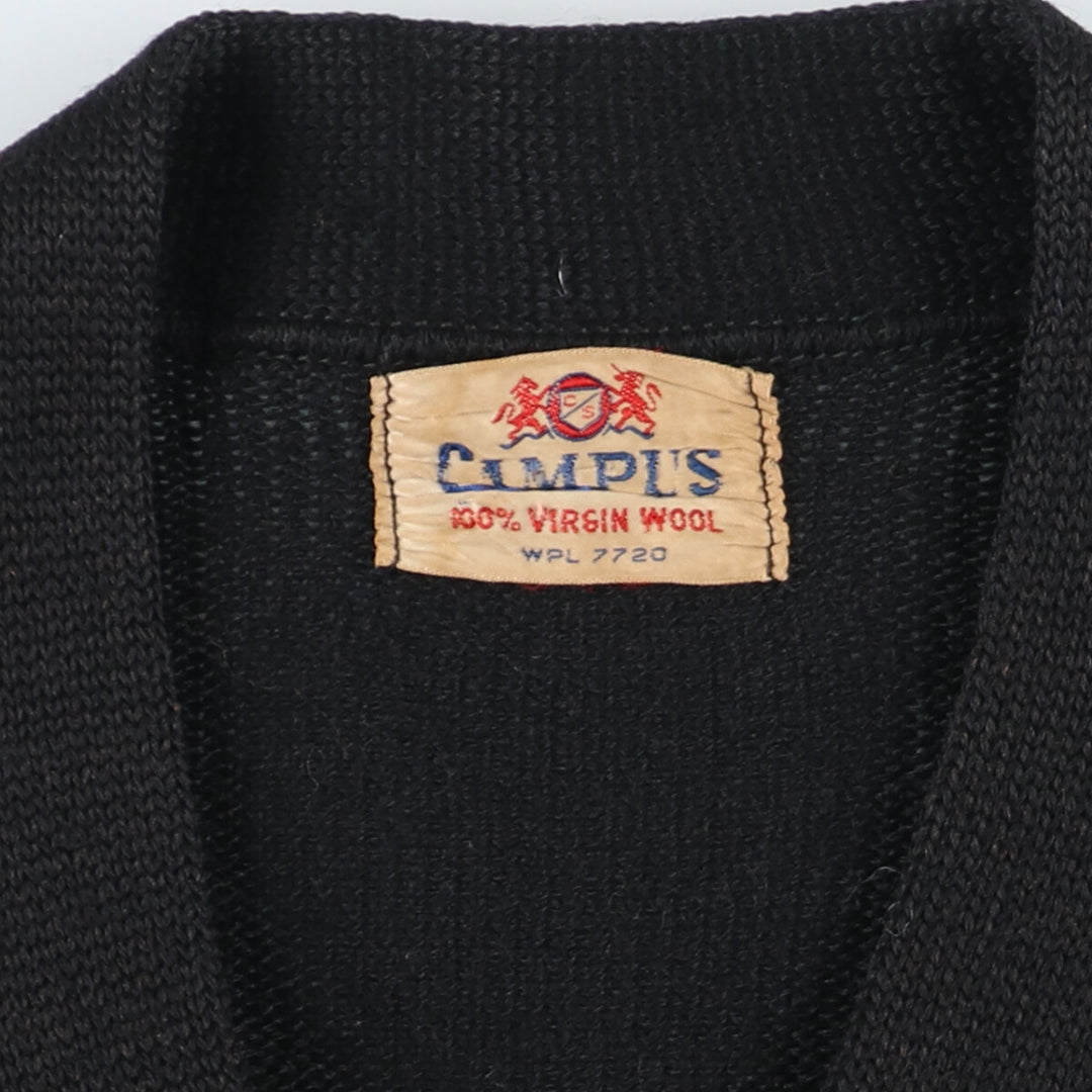 60'S CAMPUS wool lettered knit cardigan, men's M, vintage / eaa379752