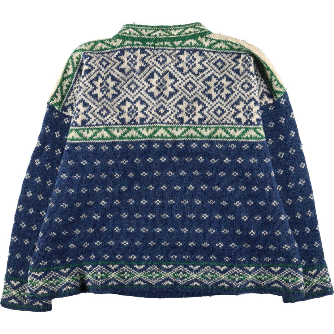 80'S LLBean all-over print henley-neck wool Tyrolean sweater, made in the USA, women's XL size vintage /eaa379762