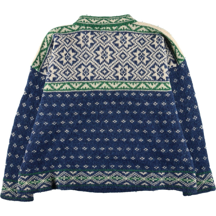 80'S LLBean all-over print henley-neck wool Tyrolean sweater, made in the USA, women's XL size vintage /eaa379762