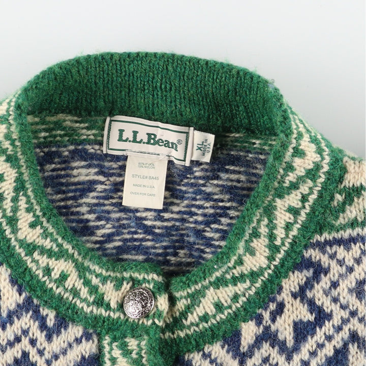 80'S LLBean all-over print henley-neck wool Tyrolean sweater, made in the USA, women's XL size vintage /eaa379762