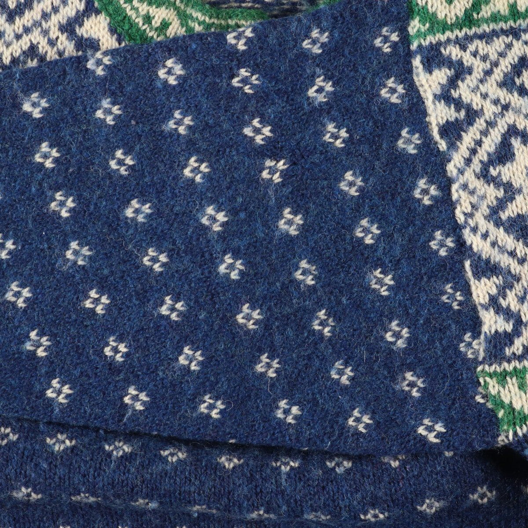 80'S LLBean all-over print henley-neck wool Tyrolean sweater, made in the USA, women's XL size vintage /eaa379762