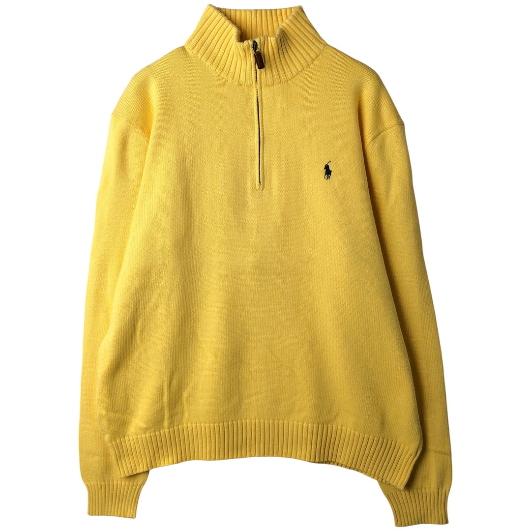 Ralph Lauren POLO by Ralph Lauren Cotton Knit Half Zip Sweater Men's XL cotton yellow type Vintage Second Hand