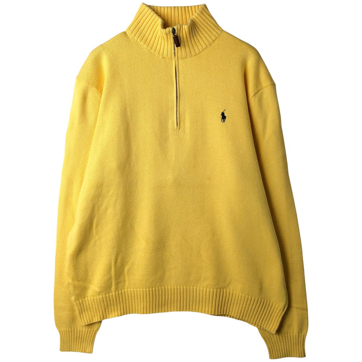 Ralph Lauren POLO by Ralph Lauren Cotton Knit Half Zip Sweater Men's XL cotton yellow type Vintage Second Hand