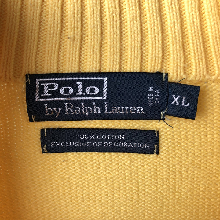 Ralph Lauren POLO by Ralph Lauren Cotton Knit Half Zip Sweater Men's XL cotton yellow type Vintage Second Hand