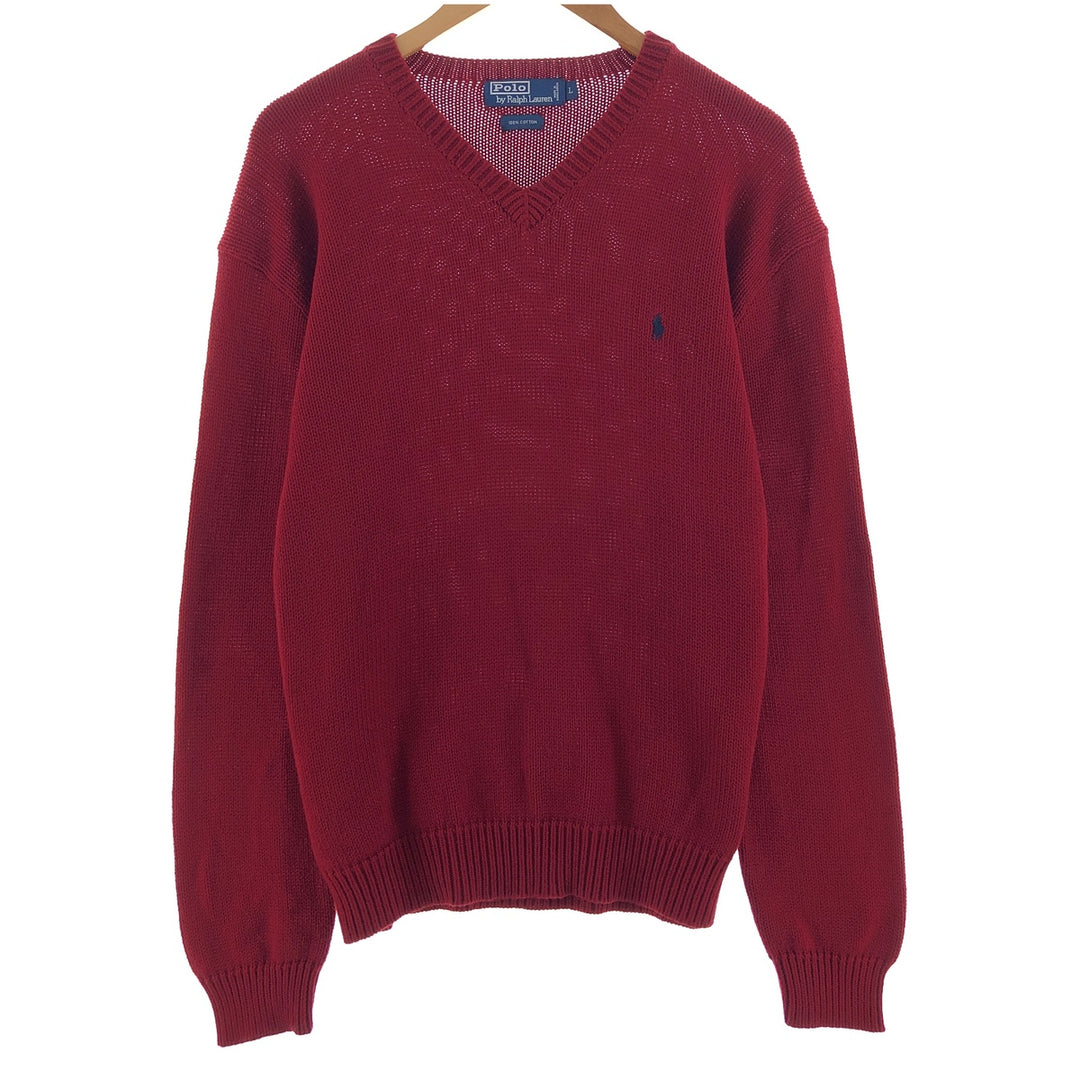 Ralph Lauren POLO by Ralph Lauren V-neck cotton knit sweater, men's size L / eaa380199