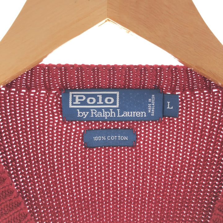Ralph Lauren POLO by Ralph Lauren V-neck cotton knit sweater, men's size L / eaa380199