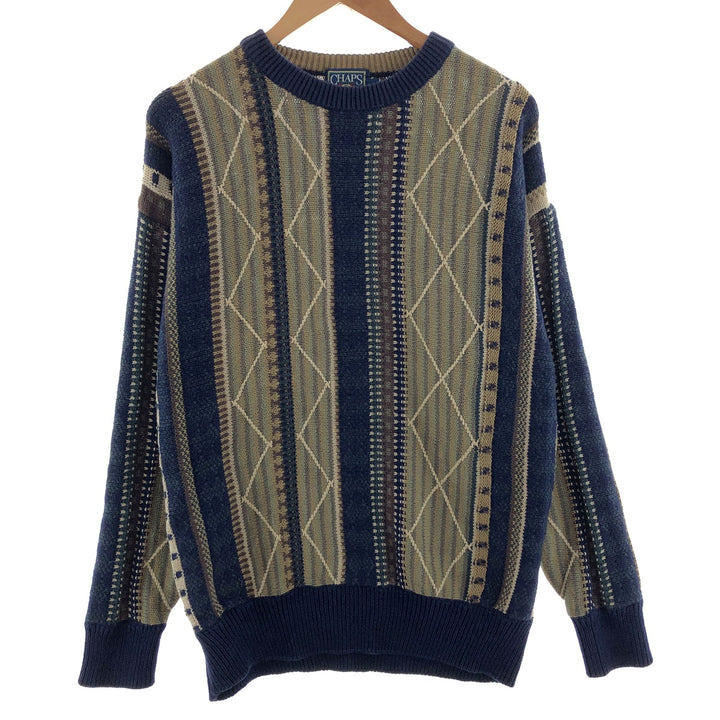 80'S Ralph Lauren CHAPS all-over print cotton knit sweater, men's size L, vintage / eaa380230