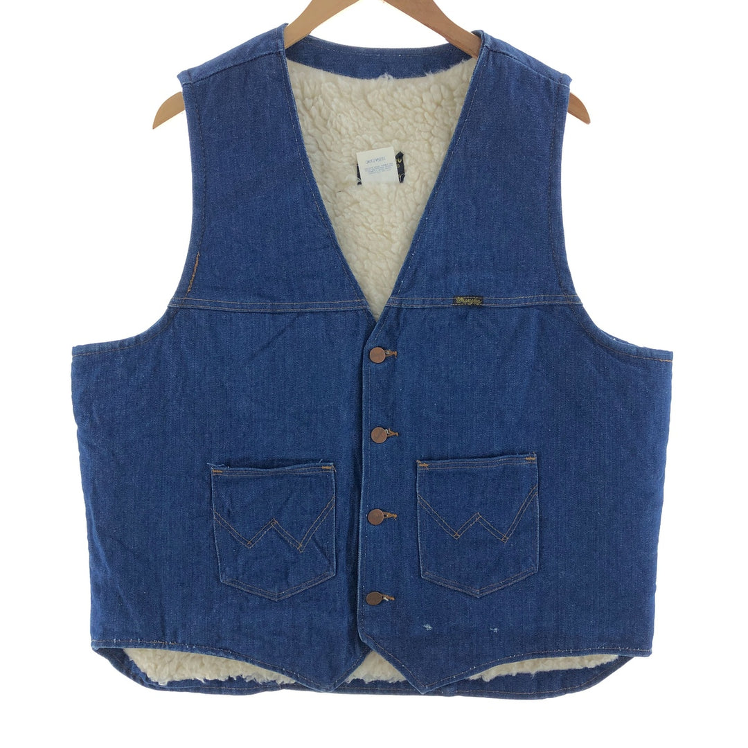 70'S Wrangler Denim Boa Vest Men's XL Vintage /eaa380258