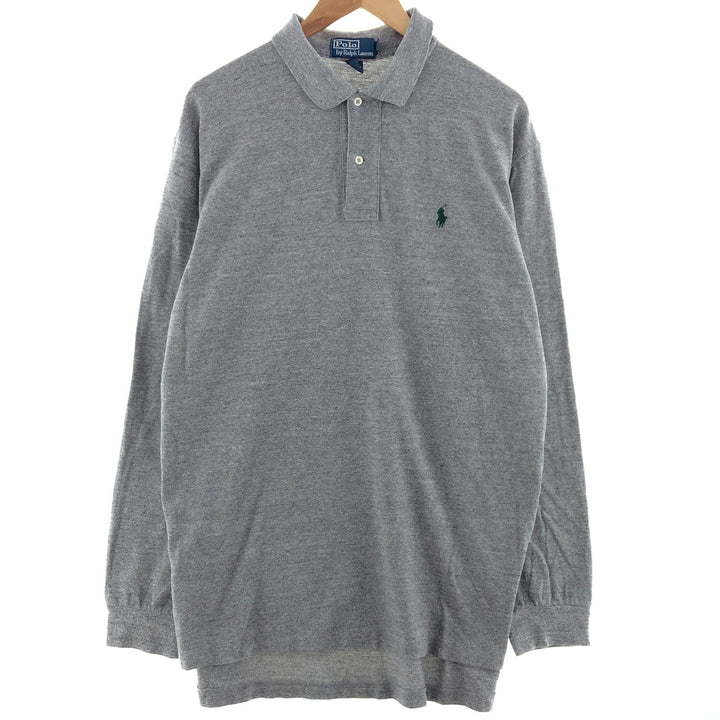 Ralph Lauren POLO by Ralph Lauren long sleeve polo shirt, men's XL size cotton gray type Vintage Second Hand