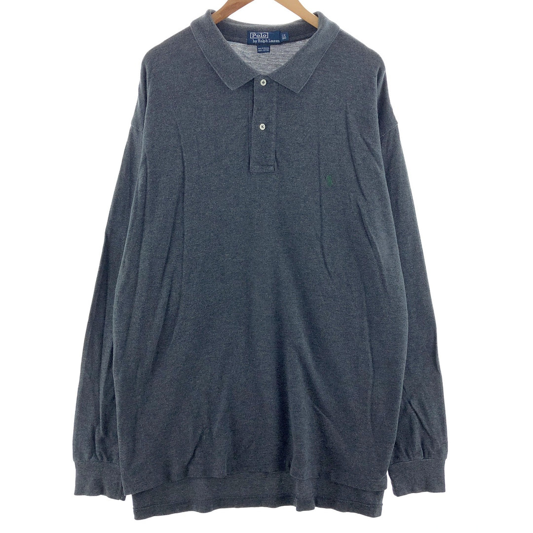 Ralph Lauren POLO by Ralph Lauren long sleeve polo shirt, men's size XXL cotton gray type Vintage Second Hand