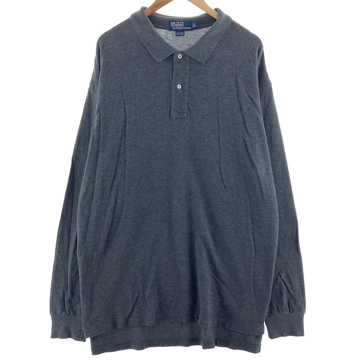 Ralph Lauren POLO by Ralph Lauren long sleeve polo shirt, men's size XXL cotton gray type Vintage Second Hand
