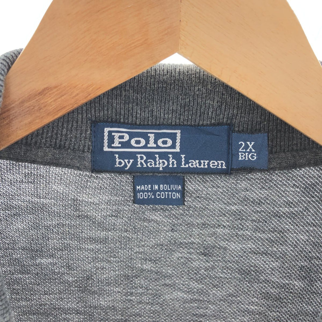 Ralph Lauren POLO by Ralph Lauren long sleeve polo shirt, men's size XXL cotton gray type Vintage Second Hand
