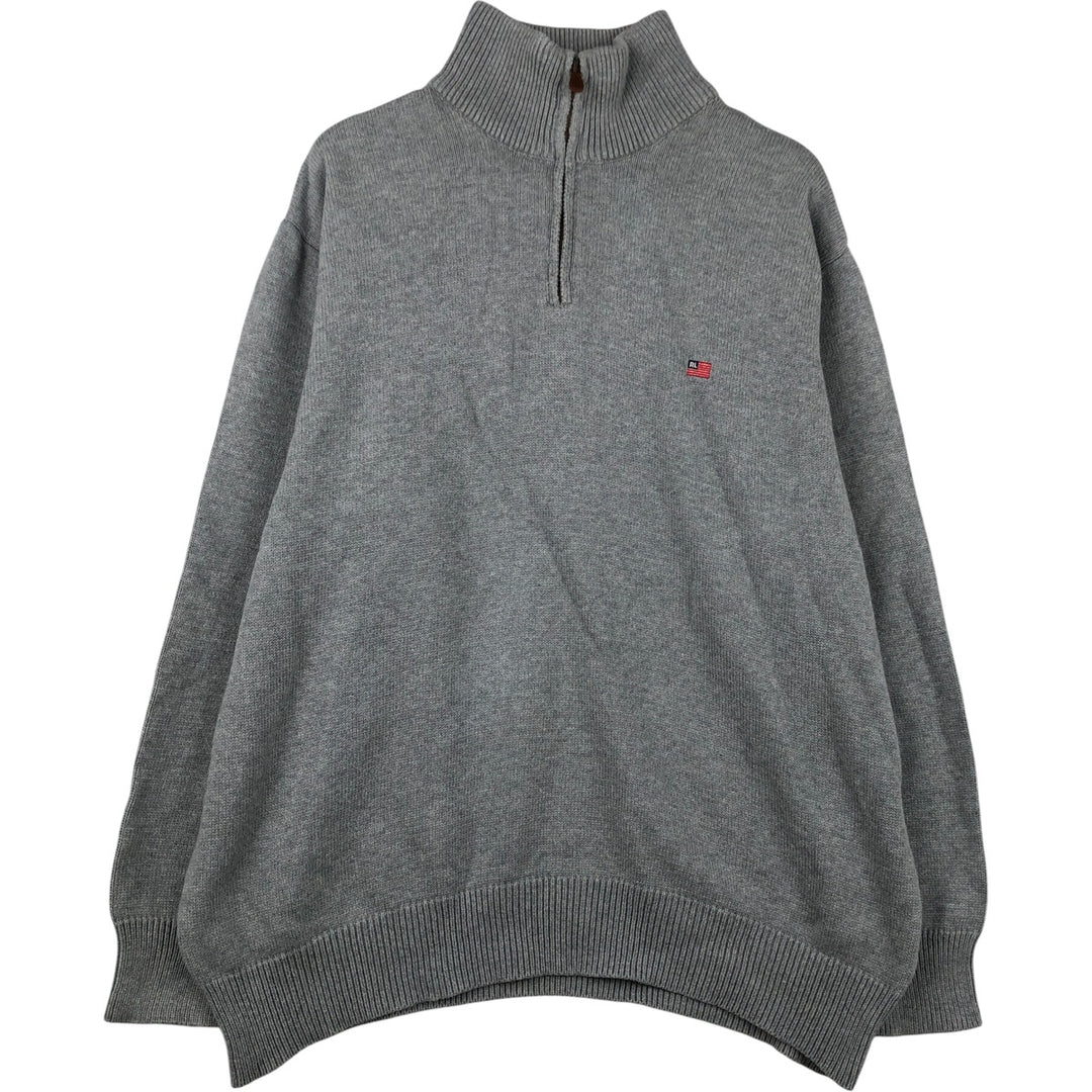Oversized 2000'S Ralph Lauren POLO JEANS COMPANY cotton knit half-zip sweater, men's size XXXL cotton gray type Vintage Second Hand