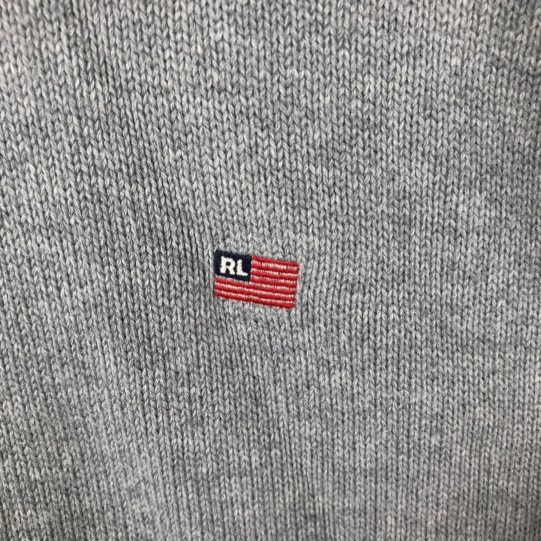 Oversized 2000'S Ralph Lauren POLO JEANS COMPANY cotton knit half-zip sweater, men's size XXXL cotton gray type Vintage Second Hand