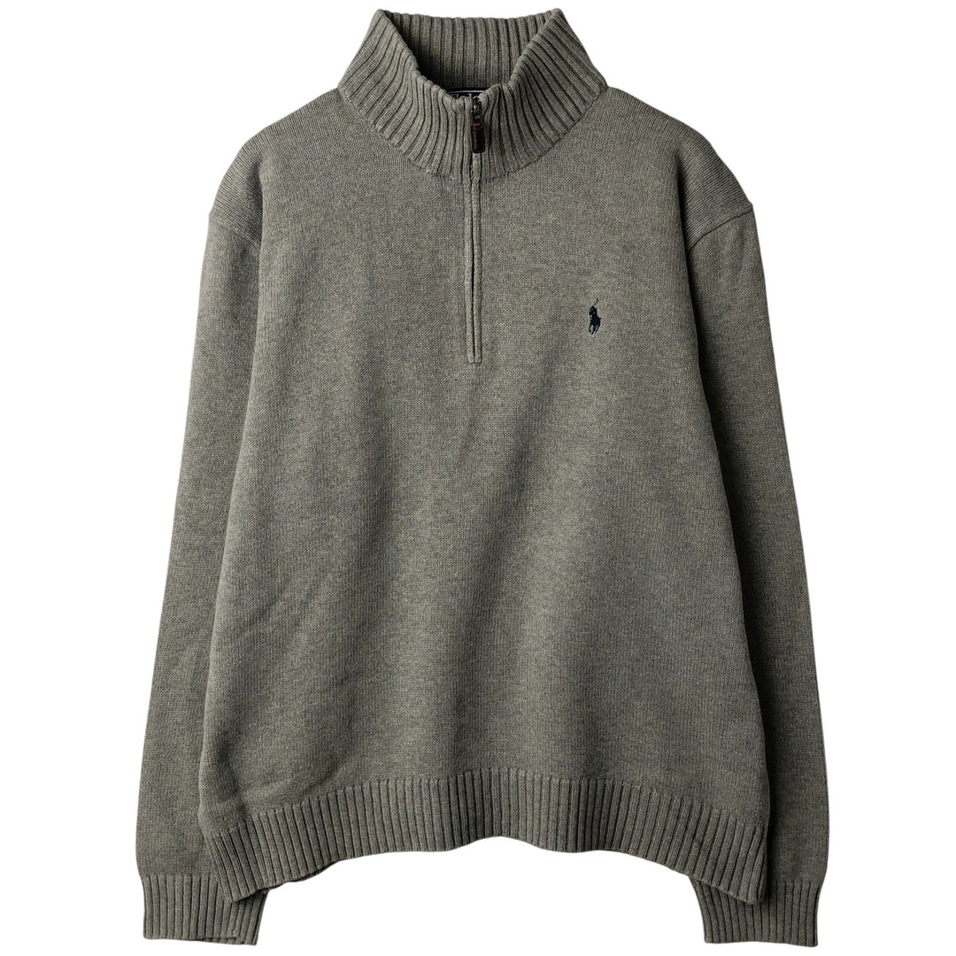 Ralph Lauren POLO by Ralph Lauren Cotton Knit Half Zip Sweater Men's XL cotton gray type Vintage Second Hand