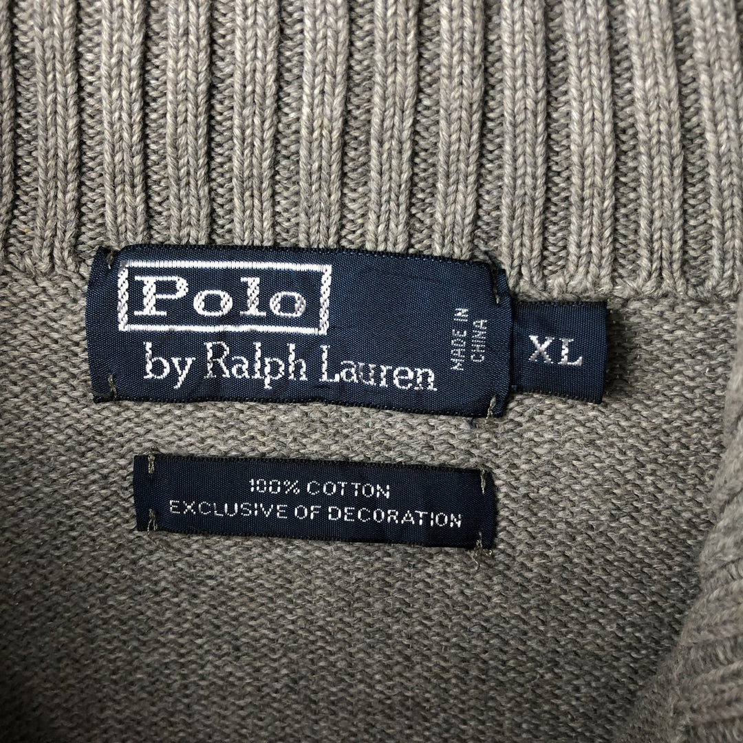 Ralph Lauren POLO by Ralph Lauren Cotton Knit Half Zip Sweater Men's XL cotton gray type Vintage Second Hand