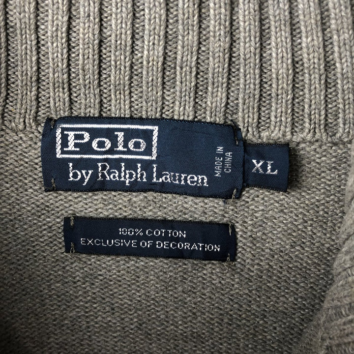 Ralph Lauren POLO by Ralph Lauren Cotton Knit Half Zip Sweater Men's XL cotton gray type Vintage Second Hand