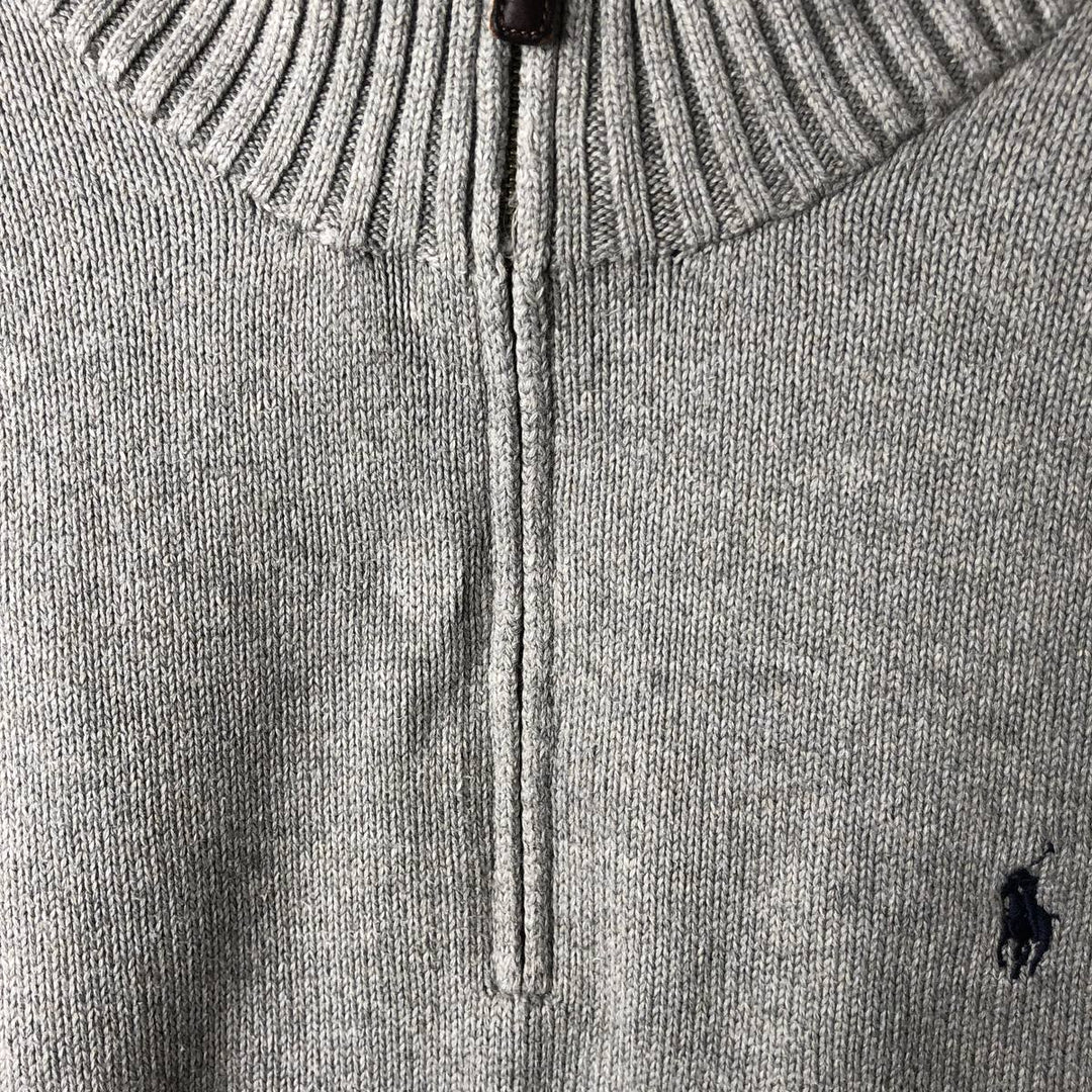 Ralph Lauren POLO by Ralph Lauren Cotton Knit Half Zip Sweater Men's XL cotton gray type Vintage Second Hand