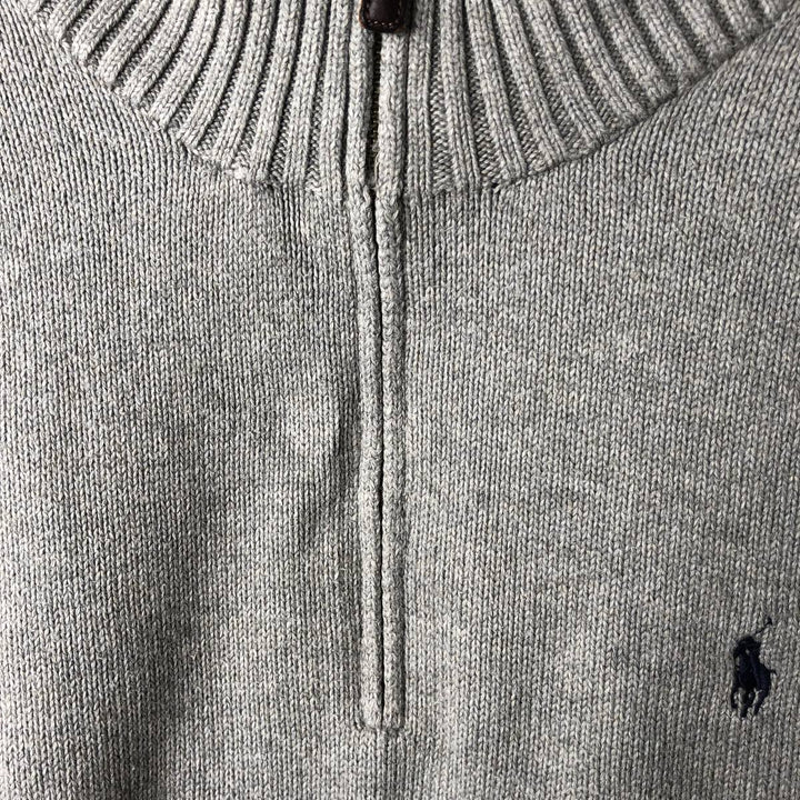 Ralph Lauren POLO by Ralph Lauren Cotton Knit Half Zip Sweater Men's XL cotton gray type Vintage Second Hand