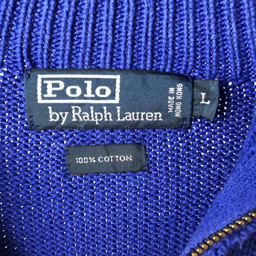 Ralph Lauren POLO by Ralph Lauren Cotton Knit Half Zip Sweater Men's L size cotton blue type Vintage Second Hand