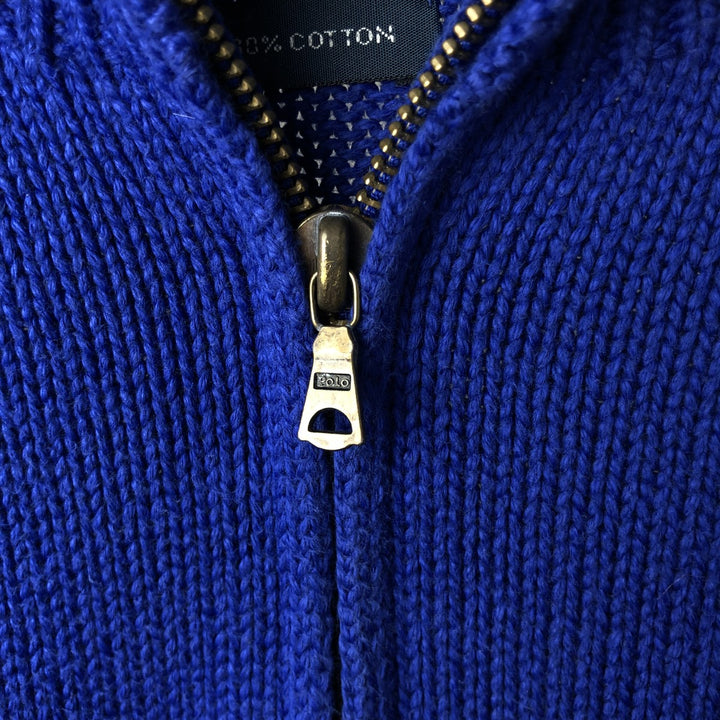 Ralph Lauren POLO by Ralph Lauren Cotton Knit Half Zip Sweater Men's L size cotton blue type Vintage Second Hand