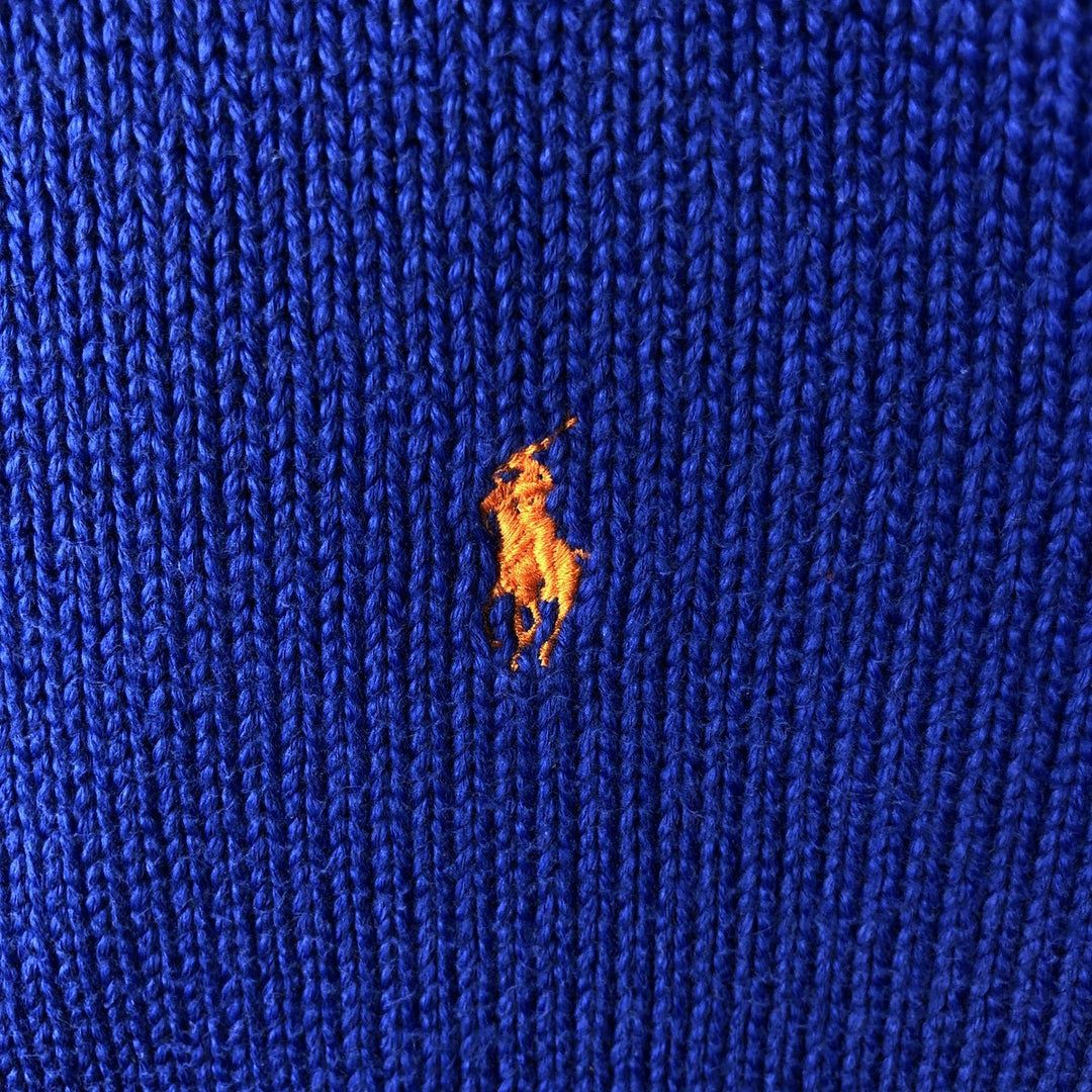 Ralph Lauren POLO by Ralph Lauren Cotton Knit Half Zip Sweater Men's L size cotton blue type Vintage Second Hand