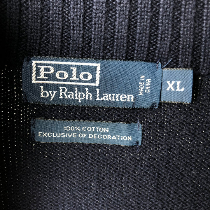 Ralph Lauren POLO by Ralph Lauren Cotton Knit Half Zip Sweater Men's XL cotton navy blue type Vintage Second Hand